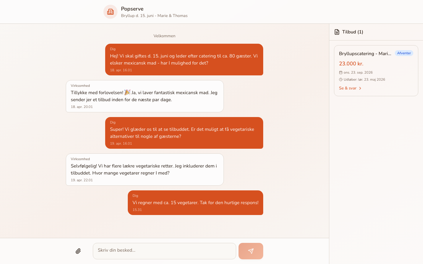 Samtalevisning fra kundens side